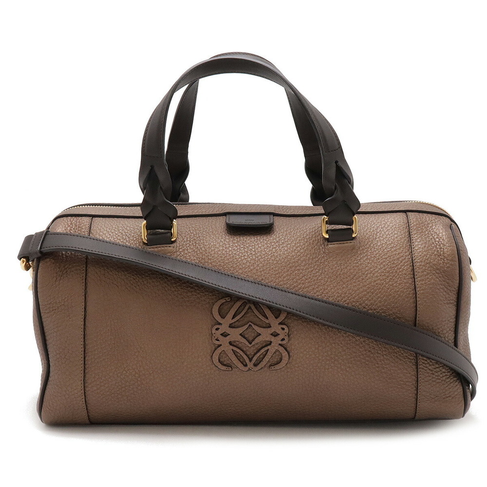 Loewe Fusta handbag Boston bag 2Way Shoulder Brown Leather